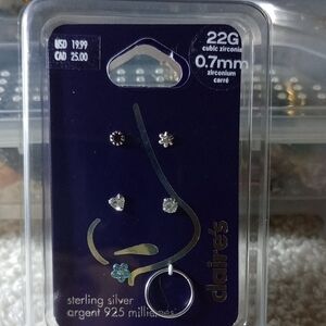 Claire's Sterling Silver and Blue Nose Jewelry Set